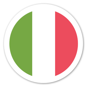 Autocolante redondo com a bandeira Italiana, por EmojiOne