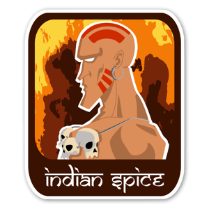 Caricatura de Indian Spice, desenhada por Squareshop. Este autocolante dará um toque de classe ao teu portátil ou frigorífico. 