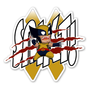 Caricatura do Wolverine, criado por Sqaureshop. Este autocolante dará um toque de classe ao teu portátil ou frigorífico.