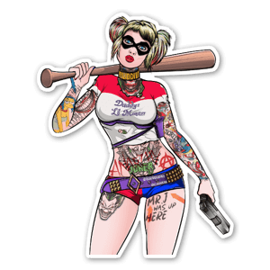 Desenho personalizado da harley quinn completamente tatuada