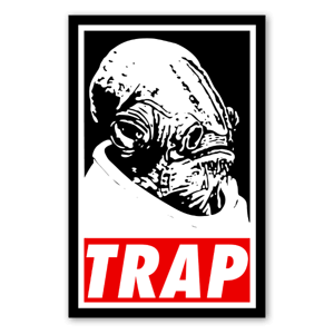 Ackbar's Trap num autocolante cool com borda a preto. Design por Don Calamari.