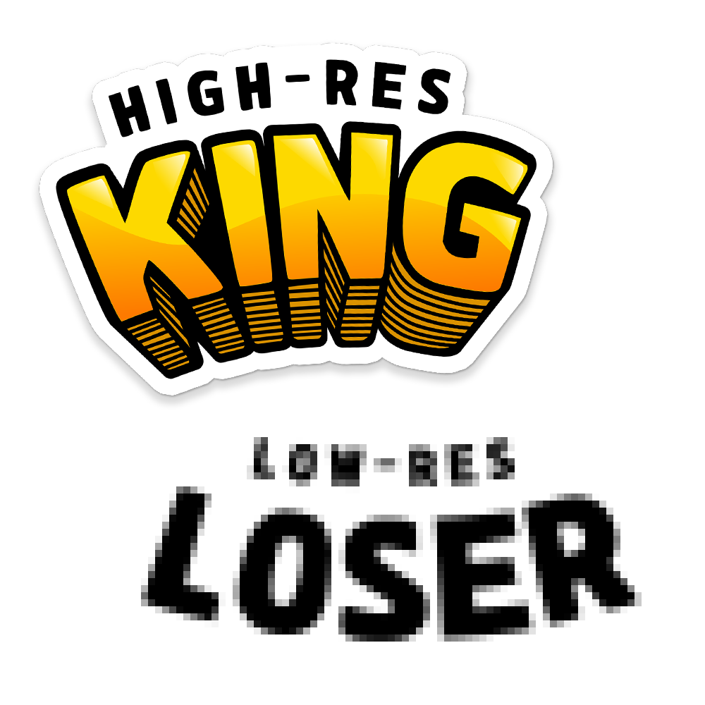 Bold yellow and black text logo reading "High-Res King," with "KING" in large block letters and a shadow effect.
