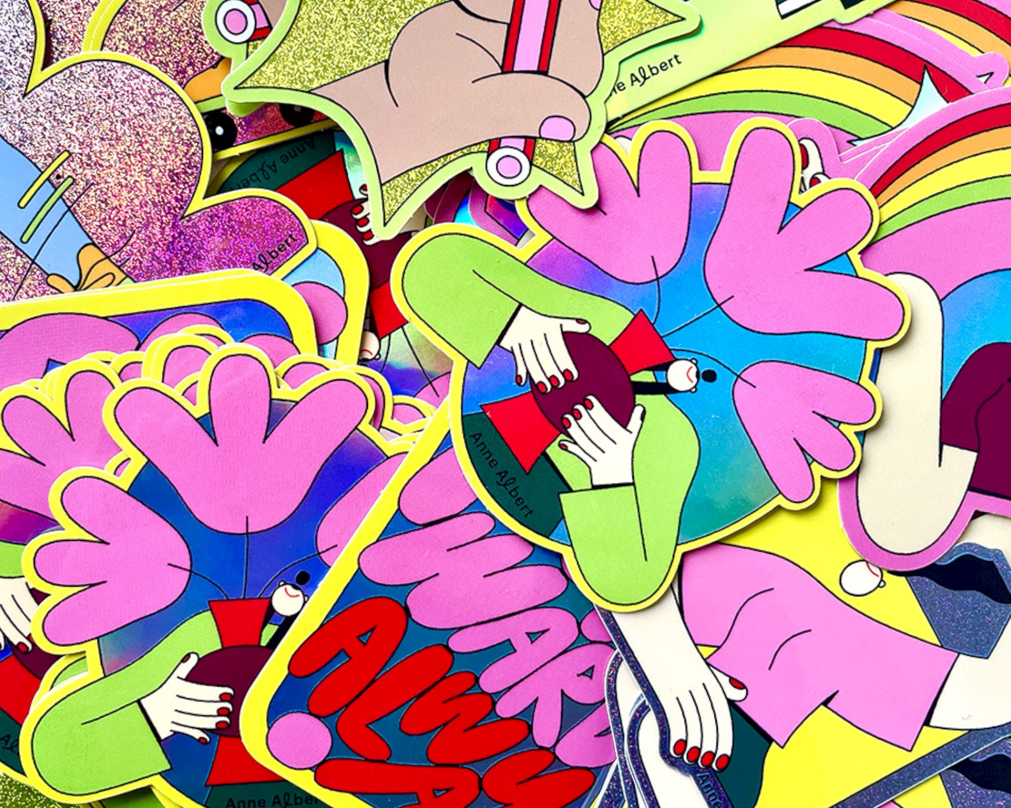 Many differnet colorful die cut stickers