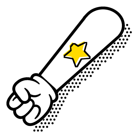 Braço com uma tatuagem temporária de estrela amarela, ícone das tatuagens temporárias