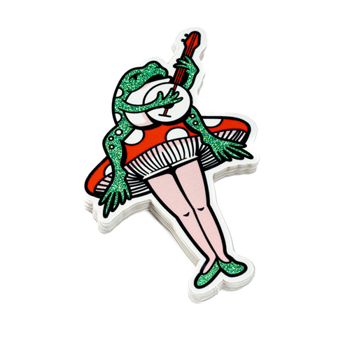 A custom pixie dust sticker of a woman with a snake on her head